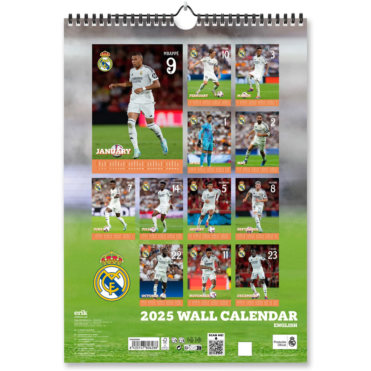Grupo Erik Editores Schreibwaren|A3 Kalender 2025 Real Madrid