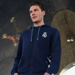 Herren Foundry Sweatshirts|Bernabeu Neonlichter Herren Sweatshirt Hoodie Reißverschluss Blau
