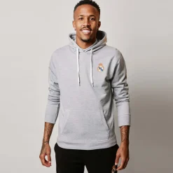 Herren T&F Sweatshirts|Herren Essentials Hoodie mit farbigem Wappen Hellgrau