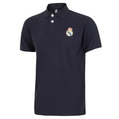 Herren T&F Polos|Herren Essentials Poloshirt mit farbigem Wappen Marineblau