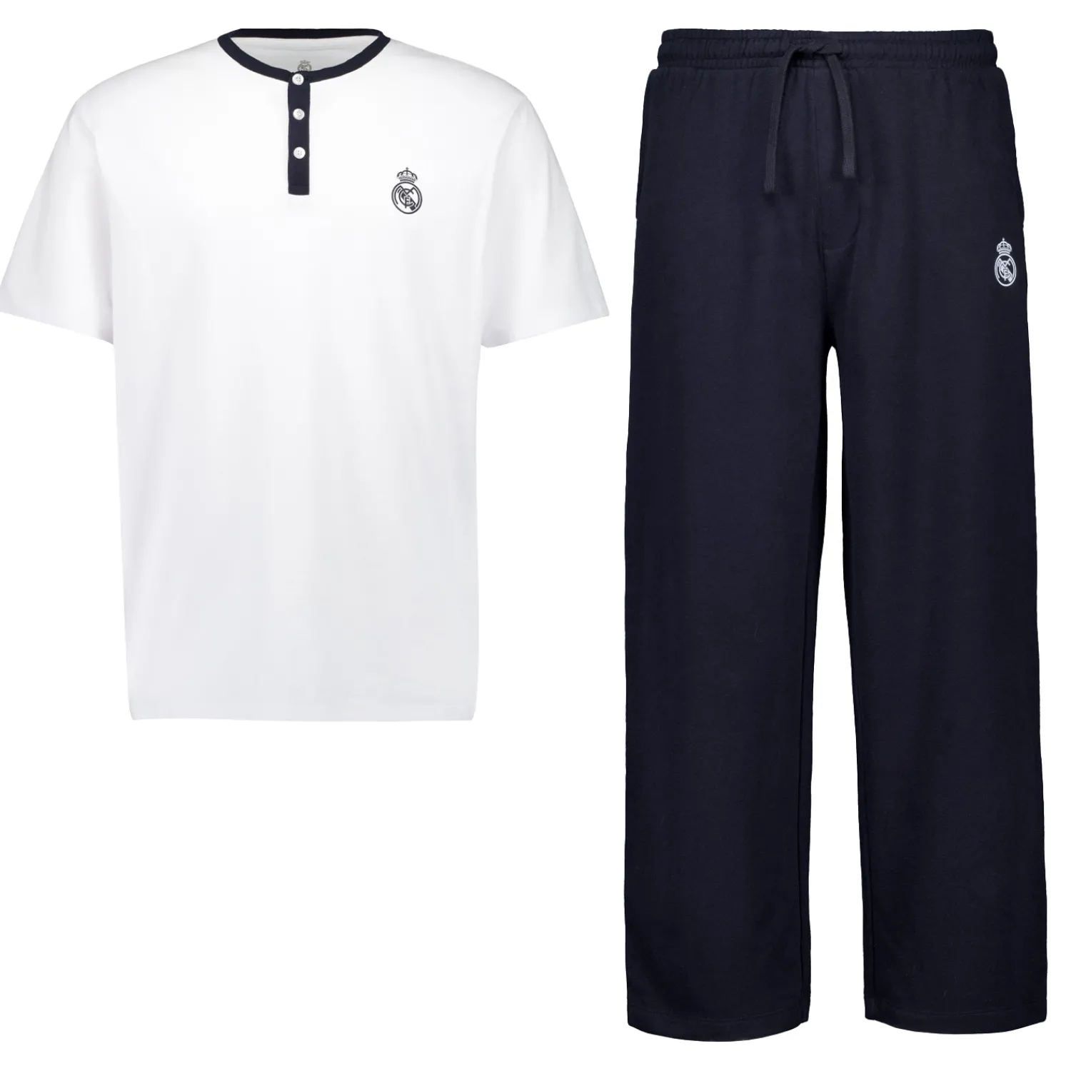 Herren OSDM T-Shirts|Pyjamas|Herren Real Madrid Weiße Träume Pyjama-Set T-Shirt & Fleece-Hose Navy