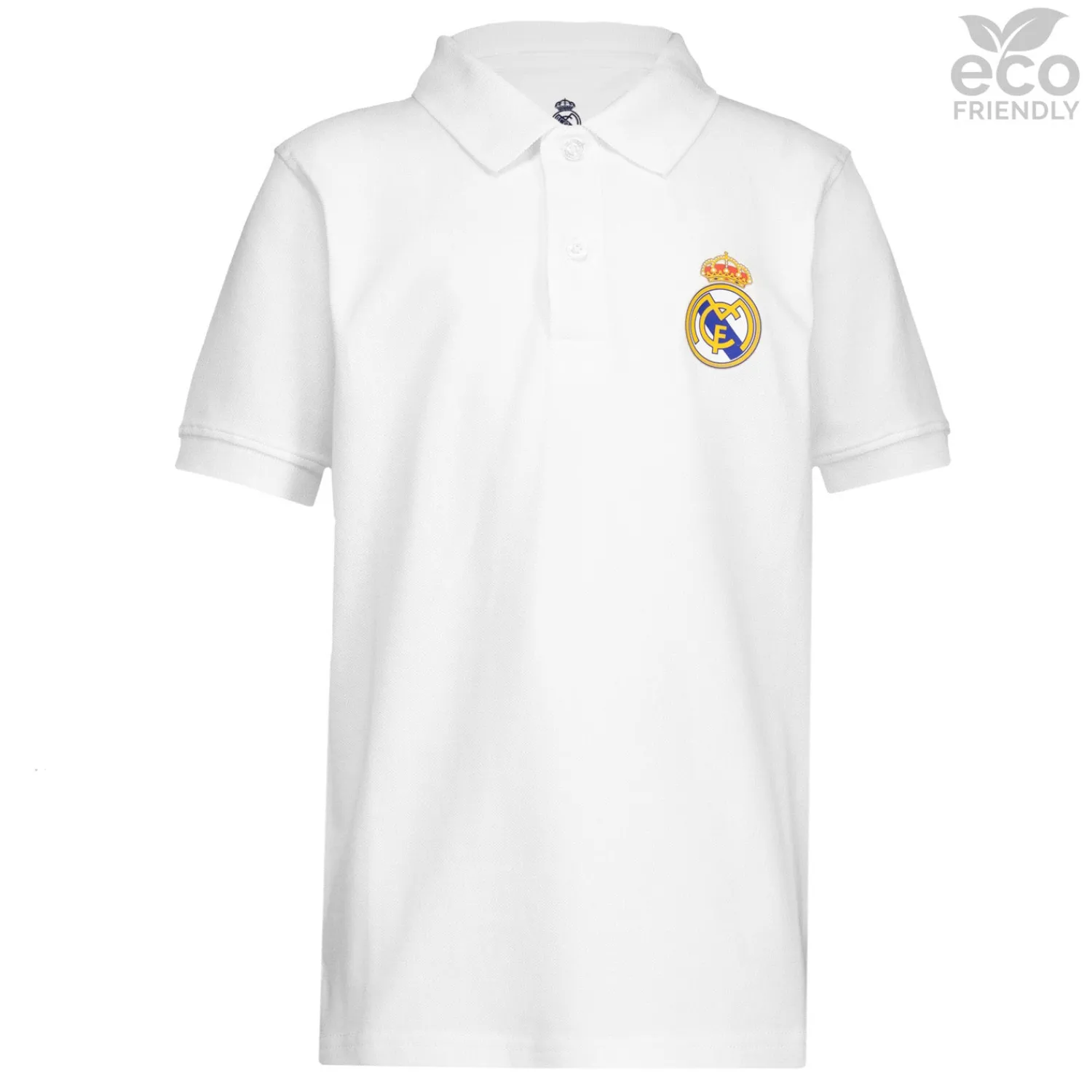 Herren OSDM Zurück Zur Schule|Polos|Kinder-Poloshirt ECO Essentials Real Madrid Weißes Wappen