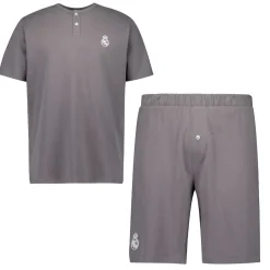 Herren OSDM Pyjamas|Pyjama-Set für Herren Real Madrid Weiße Träume Henley Shorts Grau