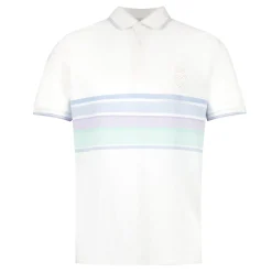 Herren Foundry Polos|Real Madrid Herren Poloshirt mit mehrfarbigen Streifen Weiß