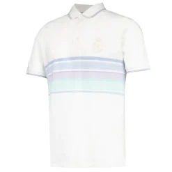 Herren Foundry Polos|Real Madrid Herren Poloshirt mit mehrfarbigen Streifen Weiß