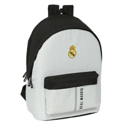 SAFTA S.A. Taschen & Reisegepäck|Zurück Zur Schule|Real Madrid Laptop-Rucksack mit zwei Fächern 15,6'' Weiß/Schwarz